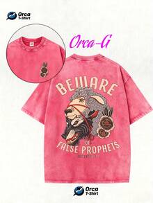 2026 Men's Washed Vintage Pure Cotton Short Sleeve T-Shirt, American Retro Loose Fit, High Street Cool Style Basic Tee For  Men, High-Quality Wax Printed Cotton Retro Fashion Brand T-Shirt, Men's T-Shirt, Beach Must-Have, Men's Summer T-Shirt, Holiday Gift, Perfect Gift, Valentine's Day Gift - 寶藍色 - 查看 8