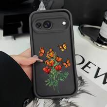 蝶と花の茎のスマホケース、 Pixel 9、8、7 Pro 5G対応、滑りやすいり止まりめ保護するカバー、スマートフォンケース。  Pixel 8A、9A、10、 11/12/13/14/15/15pro/15 Plus/15 Promax/11pro/12pro/13pro/14pro/12mini/13mini/11promax/12promax/13promax/14promax/14plus/5に対応。 - クールブラウン - チェックする 9