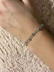 1件女士简约冷艳风格金属波浪链铜珠手链 - W-S110手鍊 - 查看 9