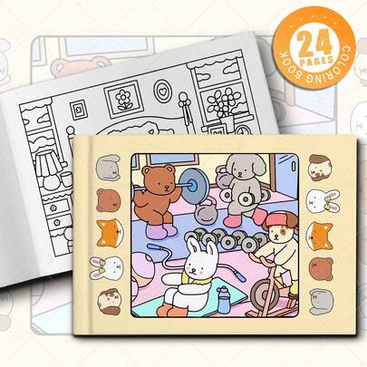 Cozy Friends Coloring Book Original Upgraded Paper Thickened 24 Pages Adult Picture Book Gift Bold And Easy, Simple And Big Designs For Relaxation Coloring Books Christmas, Halloween Gift, Birthday Present, Children's Day, Student Supplies, Back To School Supplies, School Supplies[ Hand Drawn Must-Have ]