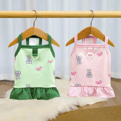 Nueva camisa para mascotas, ropa para perros, manga acampanada, vestido para perros, camisa con estampado floral para gatos, nueva colección primavera/verano, vestido para conejos, suéter con tirantes para animales, ropa para gatos, nueva colección primavera/verano, ropa para animales pequeños, vestido con tirantes con estampado de lunares