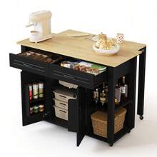 Mobile Storage Islands - Black+Natural + MDF + Kitchen - View 12