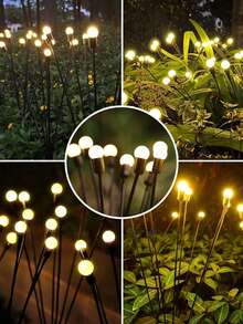 6/12 LED Solar Powered Outdoor Lights - 8 Lighting Modes Solar Swinging Lights For Yard Patio Pathway Garden Decor Camping Christmas - Solar-powered Fireflies - View 4