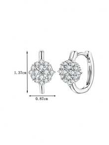 2只简约925纯银莫桑石耳钉，适合女性日常佩戴、派对、节日、圣诞节、生日等场合，男女皆宜的耳环款式 - 銀色 - 查看 3