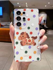 1pc Colorful Polka Dot Pony Perforated Transparent Minimalist Soft Case Compatible With Samsung Galaxy S22/S23/S24 Ultra, M36/S25 Ultra/A56 5G/S22+ Phones, Original Handpainted Soft Protective Case, Shockproof Design, Gift For Girlfriend - Multicolor - View 2