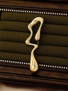 1pc Minimalist Geometric Lava Shaped Smooth Brooch, Suitable For Daily Wear, Gatherings And Festivals - Gold - View 7