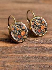 1 pieza Pendientes con detalle de flor Joyas de cobre - Multicolor - Ver 4