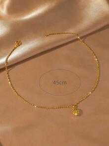 1件24K镀金铜极简镂空球吊坠项链，适合女性日常及节日佩戴，亦可作为珠宝礼物。 - 金黃色 - 查看 3