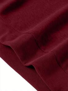1pc Men's Loose Fit Half-Zip Collar Lightweight Solid Color Long Sleeve Sweatshirt, New Style - Burgundy - View 8