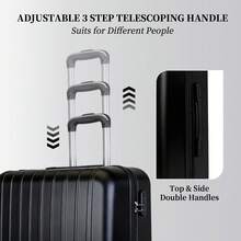 YSTYLE Ultra-Light And Spacious Hardside Trolley Suitcase, Side Combination Lock With TSA, 4 Wheels For Easy Transport - Black - View 5
