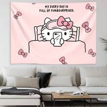 SANRIO 1件Hello Kitty粉色豹纹涤纶纤维2D挂毯，适用于卧室、客厅、家居装饰，时尚礼品 - 彩色 - 查看 5