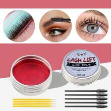 3pcs Lash Lift Rods & Paste Adhesive Kit, Solid Water-Soluble Cream Glue For Eyelash Perm And Brow Lamination, Strong Hold & Fast Drying, Mild Scent, Easy To Apply DIY Tools - Hot Pink - View 3