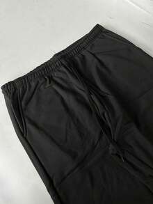 Men's Plus Size Jogger Sweatpants In Flannel Fabric With Pocket | Warm, Plus Size Men's Pants - Black - View 6