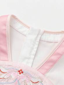 Balabala Girls Embroidered Dress, Chinese Style Hanfu-Inspired Design, Lightweight Summer Dress 2026 - Red and White - View 3