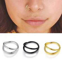 双环鼻中隔环鼻环耳骨环耳环鼻穿刺开口叠戴环鼻环 16G 8/10mm - 鼻環 - 查看 3