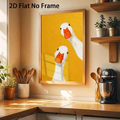 1pc Frameless Duck Art Poster | Minimalist Canvas Print, Frameless Wall Decor Suitable For Living Room, Bedroom, Kitchen And Office | Ideal Choice For Holidays And Festivals