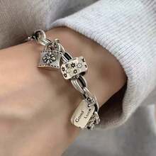 Ladies Bracelet Vintage Bohemian Lock And Star Pendant Bracelet, 4g Lightweight Daily And Gift Jewelry, Suitable For All Seasons - Bạc - Xem 8