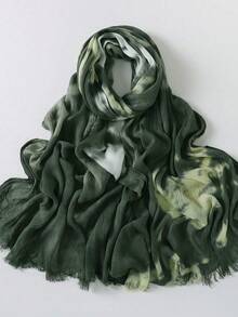 Colección soñadora Nuevo hijab modesto con textura natural arrugada, pañuelo estampado con efecto tie-dye, pañuelo musulmán transpirable - Multicolor - Ver 13