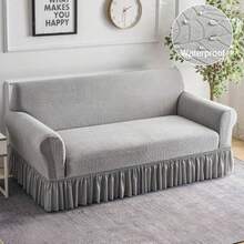 1PC Jacquard Skirt Sofa Cover Elastic Living Room Sofa Cover Pet Anti-Dirty All-Purpose Sofa Protection Cover Home Decoration Sofa Cushion Cover - 淺灰色 - 查看 2