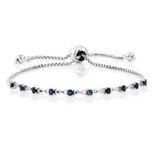 Gem S King - Pulsera de tenis de zafiro creado en azul de 1/2 quilates para mujer plata de ley 925 corte redondo 2 5 mm piedra natal de piedras preciosas pulsera ajustable para mujer fácil - como en la foto - Ver 8