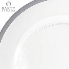 PARTY BARGAINS 13-Inch Charger Plates - 4 Pack, Clear Silver Rim, Heavy-Duty Disposable Chargers For Elegant Dining - Ideal For Weddings And Formal Events - 銀邊 - 查看 7