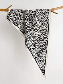1 pieza Pañuelo triangular con estampado de leopardo minimalista y elegante, adecuado para uso diario, oficina y vacaciones - Blanco - Ver 8