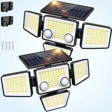 SZRSTH 1/2/3/4 Pcs Solar Outdoor Lights,4 Heads, 3000LM, IP65 Waterproof,1400 MAh,270° Wide Angle Security Flood Wall Light For Backyard,Courtyard, Garage, Porch,Home Decor,Perfect Holiday Gift - trắng - Xem 10