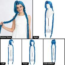 Tóc giả cosplay màu xanh da trời rực rỡ, chịu nhiệt, có mái - Tóc giả dài hai bím tóc tết siêu dài và tóc giả ngắn lệch một bên màu xanh dương với phần đuôi tóc màu tím nhẹ và tóc giả ngắn kiểu búi đôi màu xanh dương với điểm nhấn màu hồng - Hoàn hảo cho trang phục lễ hội, Comic Con, lễ hội hóa trang, sự kiện anime, tiệc theo chủ đề và sử dụng hàng ngày, món quà lý tưởng cho game thủ và người hóa trang. - Nhiều màu - Xem 7