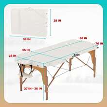 Mesa de masaje portátil de 28 pulgadas de ancho, cama para pestañas con altura ajustable - Crema - Ver 8