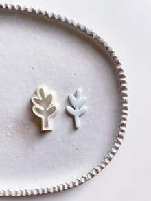 叶子和树枝造型的聚合物粘土切割器，白色植物形状，DIY耳环、波西米亚风首饰、春季礼物等工艺工具 - 白色 - 查看 11