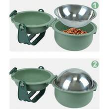 Double-Layer Outdoor Adjustable Pet Water And Dog Food Bowl, Portable Tall Pet Bowl, Foldable And Choking-Proof. - 300ml - View 6