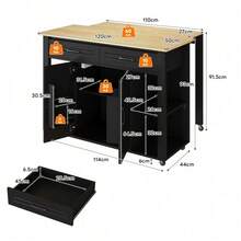 Mobile Storage Islands - Black+Natural + MDF + Kitchen - View 3