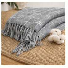 Luxurious Striped Sofa Throw 180x240 Handmade Decoration - gris con línea blanca - View 5