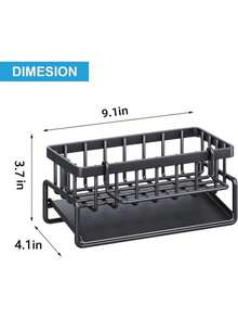 Black Kitchen Sink Sponge Rack With Automatic Drain Tray Kitchen Sink Storage Rack Self-Draining Dish Soap Sponge Holder Countertop-Friendly ABS Plastic - Multicolor - View 14