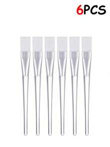 15/6/1件装美容院空心透明手柄水晶面膜刷，刷毛柔软，可清洁面膜，小巧柔软的刷头可用于面部，不伤肌肤 - 彩色 - 查看 9