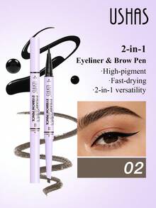USHAS 二合一旋转眉笔+眼线笔，哑光眼线笔，染眉旋转笔，打造自然眼妆，防水持久，适合所有肤质 - #02 - 查看 9