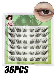 120/36片装免胶假睫毛，Sudaji分段仿真，女士温感自粘狐狸款假睫毛 - 黑色 - 查看 10