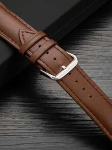 1条 41mm 45mm 46mm 49mm 44mm 42mm 38mm 40mm 真皮表带，兼容 Series 11 10 9 SE 8 7 6 5 4 3 2 1，简约时尚棕色真皮表带，适用于 运动版，智能手表配件 - 棕色 - 查看 4