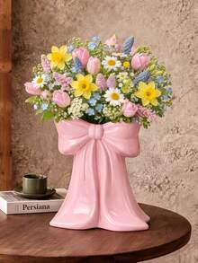 1 pieza Jarrón con diseño de mariposa estilo nórdico retro, tono vintage/crema, decoración del hogar creativa de resina, adecuado para sala de estar/entrada, también se puede usar para estudio, estantería, gabinete, alféizar de ventana y estante de piano - Multicolor - Ver 5