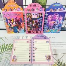 1/4 K-POP Fan Style Cartoon Coil Notebook - Cute Anime Character Pattern, Portable 80 Pages Pocket Book - Multicolor - View 1
