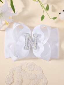 bilicaca 1pc Soft White Letter Baby Headband, Baby Birthday Accessory, Warm & Absorbent To Protect Baby Growth - White - View 11