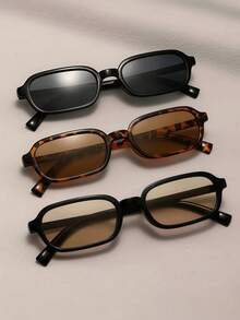 Bộ 5 chiếc kính mắt nữ gọng chữ nhật nhỏ kiểu retro, kính mắt thời trang dễ thương màu trơn, phù hợp cho mọi mùa. - 5PC - Xem 10