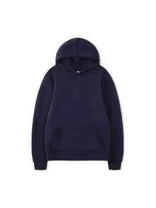 Solid Color Sweatshirt Men's Hoodie Women's Simple Casual Solid Color Pullover Hooded Long Sleeve Hoodie With Drawstring Oversize Fall Clothes Winter Clothes Lover's Gift Valentine's Day Gift - Màu xanh hải quân - Xem 3