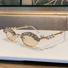 Fashionable, Simple, And Elegant Oval Small-Frame  For Street Photography And Sun Protection - 棕色的 - 查看 13