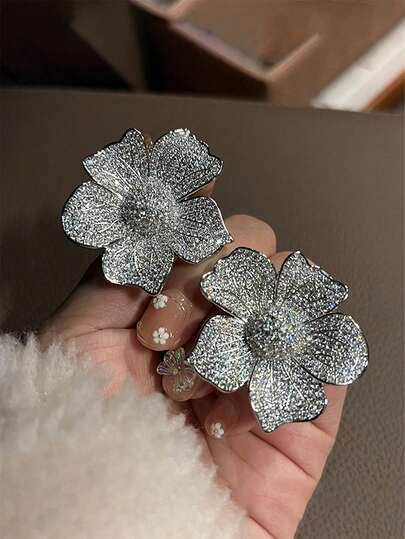 1 Pair Elegant Cubic Zirconia Stud Earrings For Women For Party Engagement Anniversary Jewelry Valentine's Day Gift