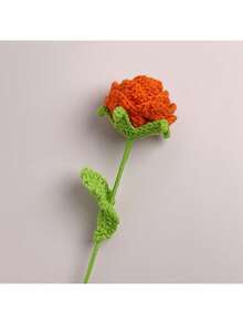1pc Rose Weaving Bouquet, Fake Flower Handmade Crochet Simulation Flower, Knitted Flower - Multicolor - View 17