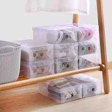 20X Clear Plastic Shoe Storage Boxes Drawer Stackable Foldable Organiser Durable - transparente - Ver 6