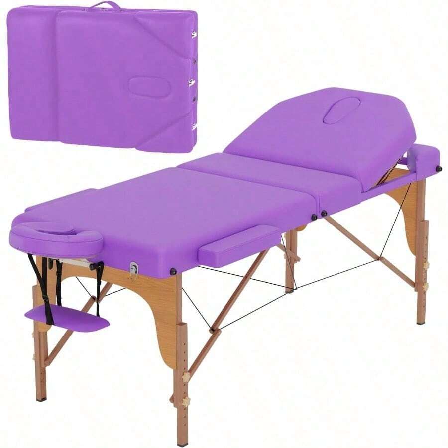 Massage Table Protable Massage Bed 28 In Wide Lash Bed Height Adjustable Bed - Purple - View 1