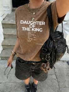 Letnia nowość, minimalistyczny, modny, retro, luźny T-shirt z okrągłym dekoltem i krótkim rękawem, piękny, spersonalizowany, uniwersalny top dla kobiet - Brązowy - Zobacz 1