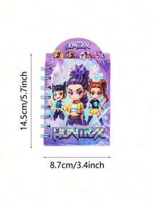 1/4 K-POP Fan Style Cartoon Coil Notebook - Cute Anime Character Pattern, Portable 80 Pages Pocket Book - Multicolor - View 4